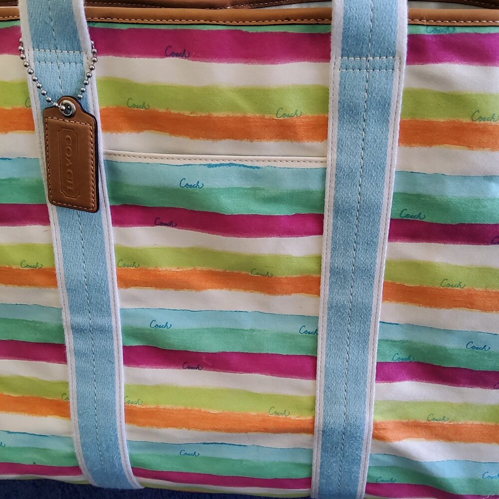 Coach Extra Large Watercolor Beach Tote + Hangtag - Picture 3 of 16